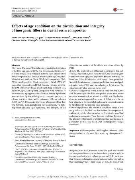 Effects of age condition on the distribution and integrity of .